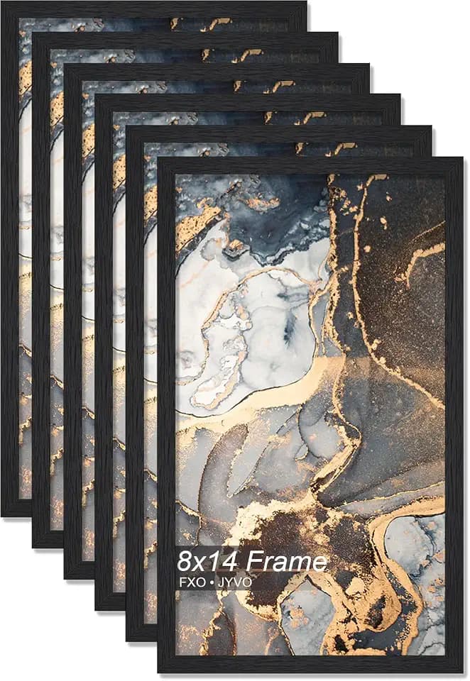 Fxojyvo 8x14 Picture Frame Set of 6 Black Engineered Wood Wall Hanging