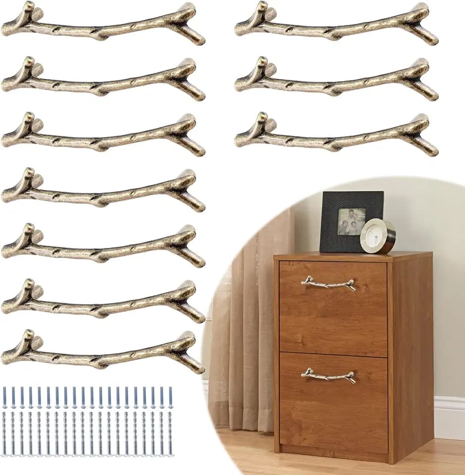 Bivethoi Twig Branch Drawer Handles, Antique Bronze, 3-3/4 Inch, 10 Pack