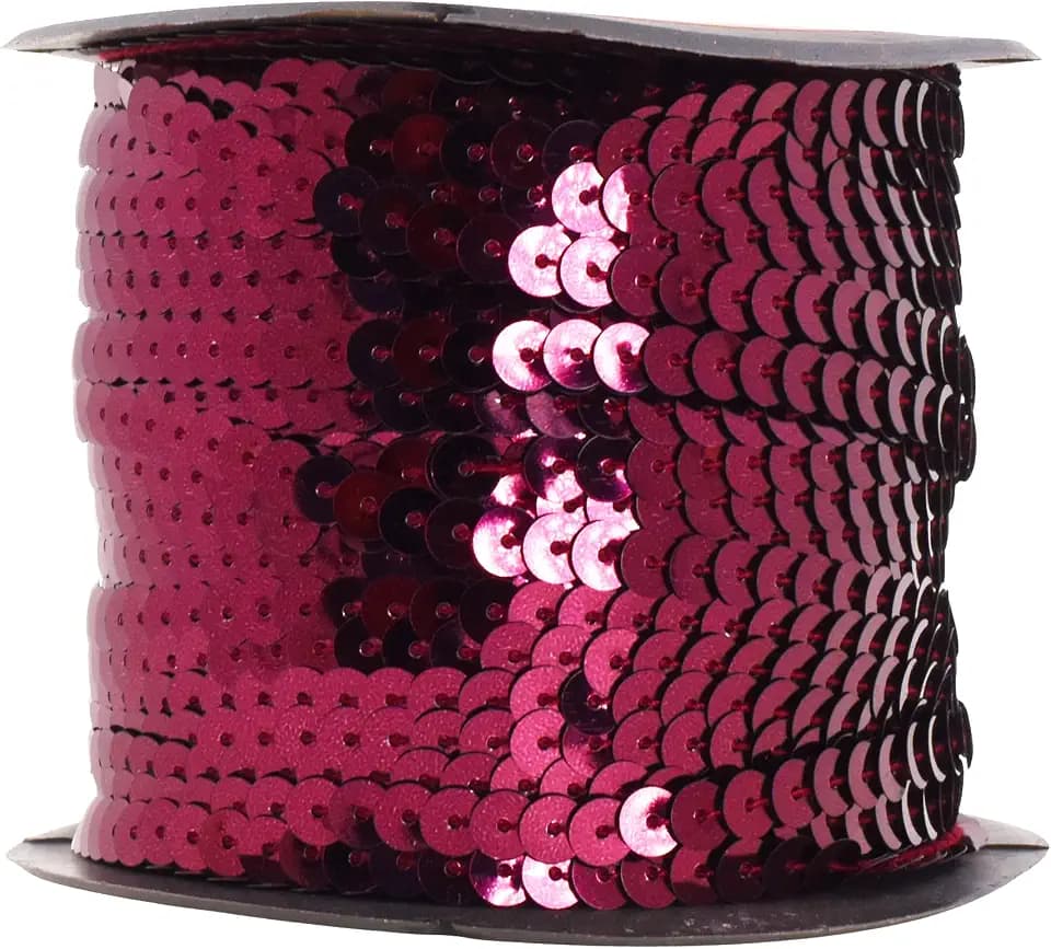 Mandala Crafts 6mm Maroon Flat Sequins Strips on a Roll Trim