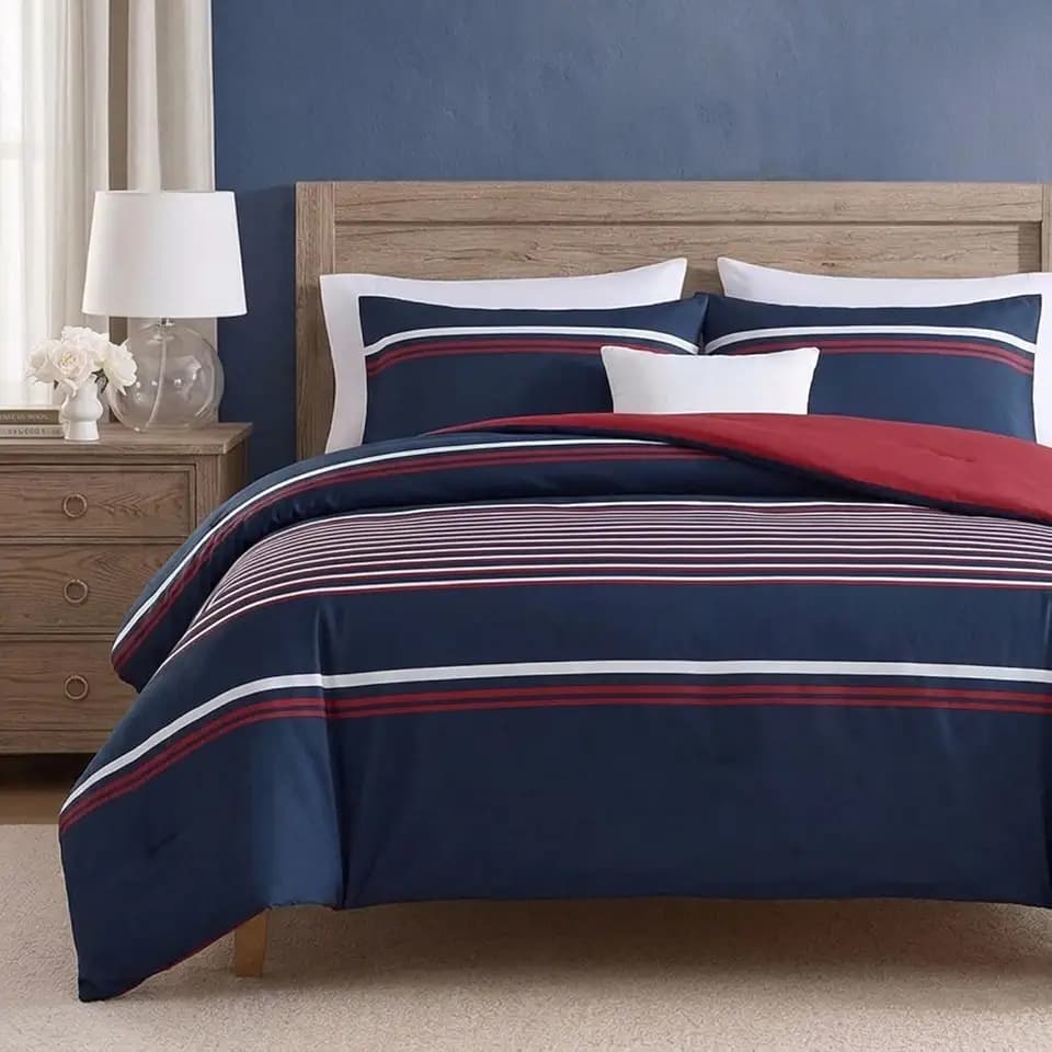 Nautica - Queen Duvet Cover Set with Shams, Reversible Bedding