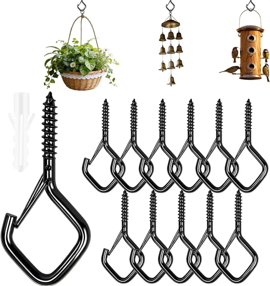 12 Pack Ceiling Hooks with Safety Buckle 2.36IN Screw in Hooks