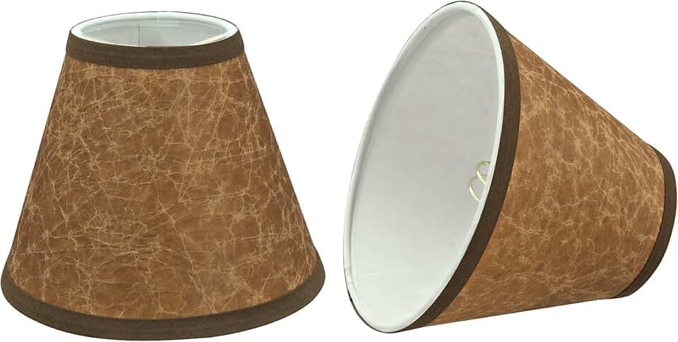 Aspen Creative 32117-2A Small Hardback Empire Shape Chandelier Clip-On Lamp Shade Set (2 Pack), Transitional Design in Dark Brown, 6" bottom width (3" x 6" x 5")