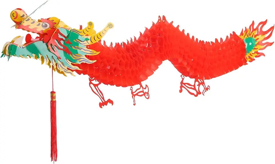 Bememo 6.6 Feet 3D Chinese New Year Dragon Decor Hanging Dragon Garland