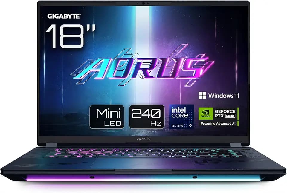 Gigabyte AORUS Master 18 BYH Gaming-Laptop - 18,0“, 240Hz WQXGA, Intel Core 275HX, RTX 5080 GPU, 64GB DDR5 5600MHz, 2 x Gen4 1TB SSD, Windows 11 Pro, 2 Jahre Garantie, AORUS Master 18 BYHC5DED65SP