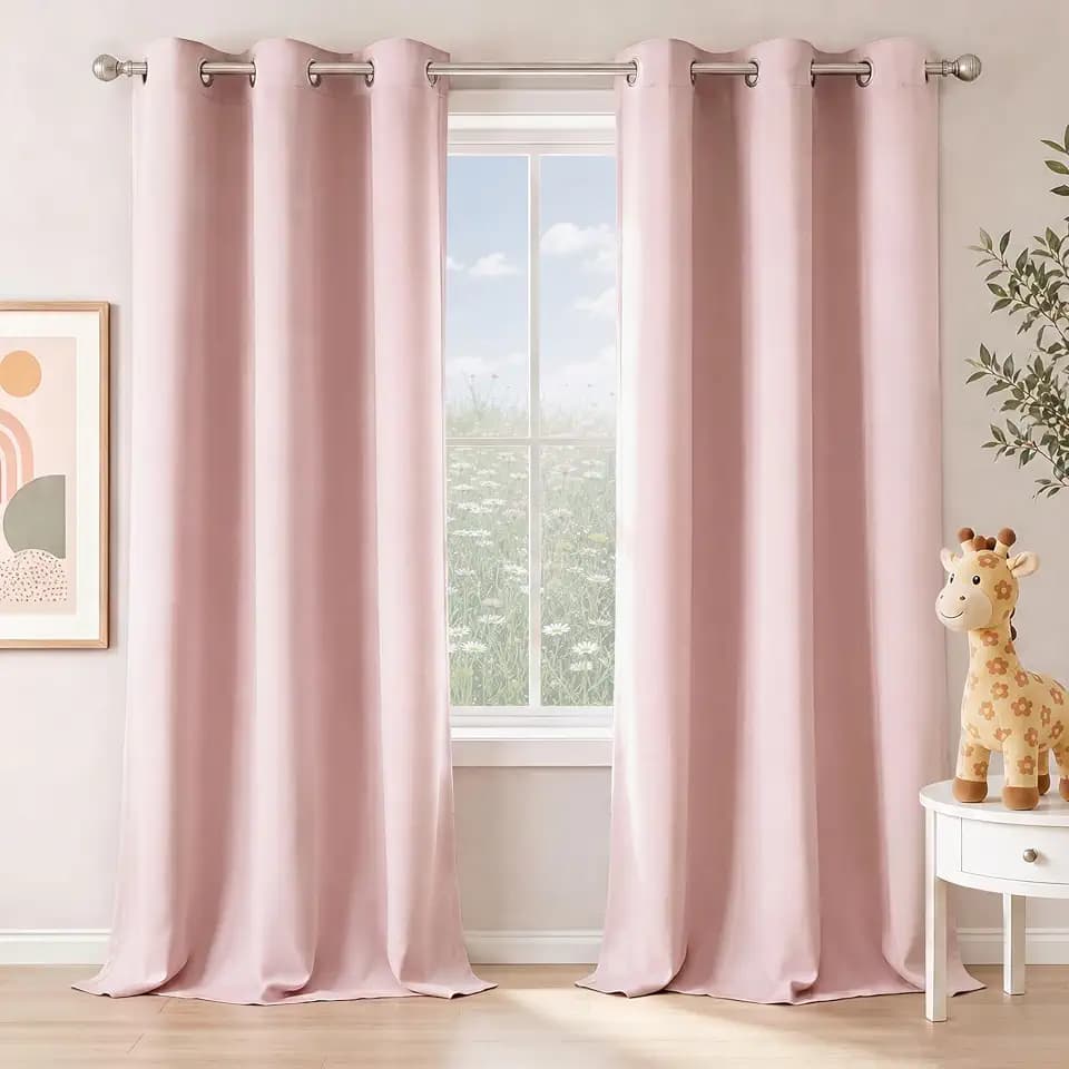 NICETOWN Blush Pink Room Darkening Curtains 96 Inches Long 2 Panels,W40