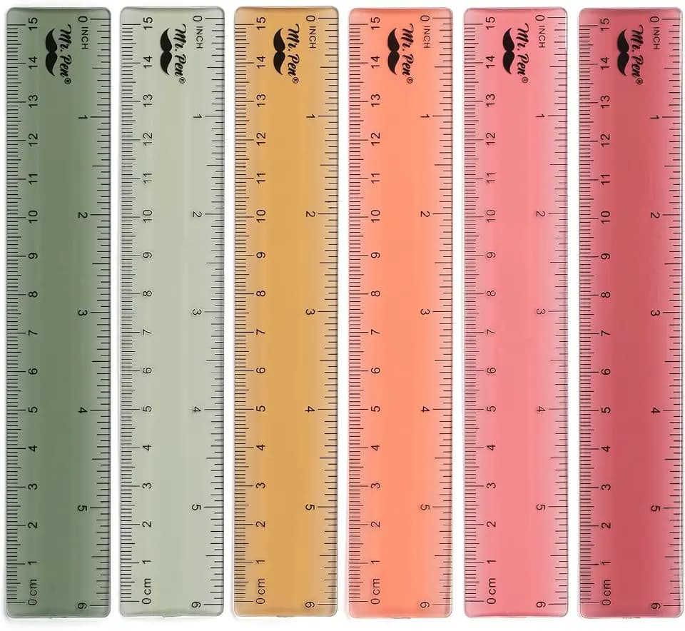 Mr. Pen- Plastic Ruler Set, 6 Pack, 6 Inch, Vintage Colors