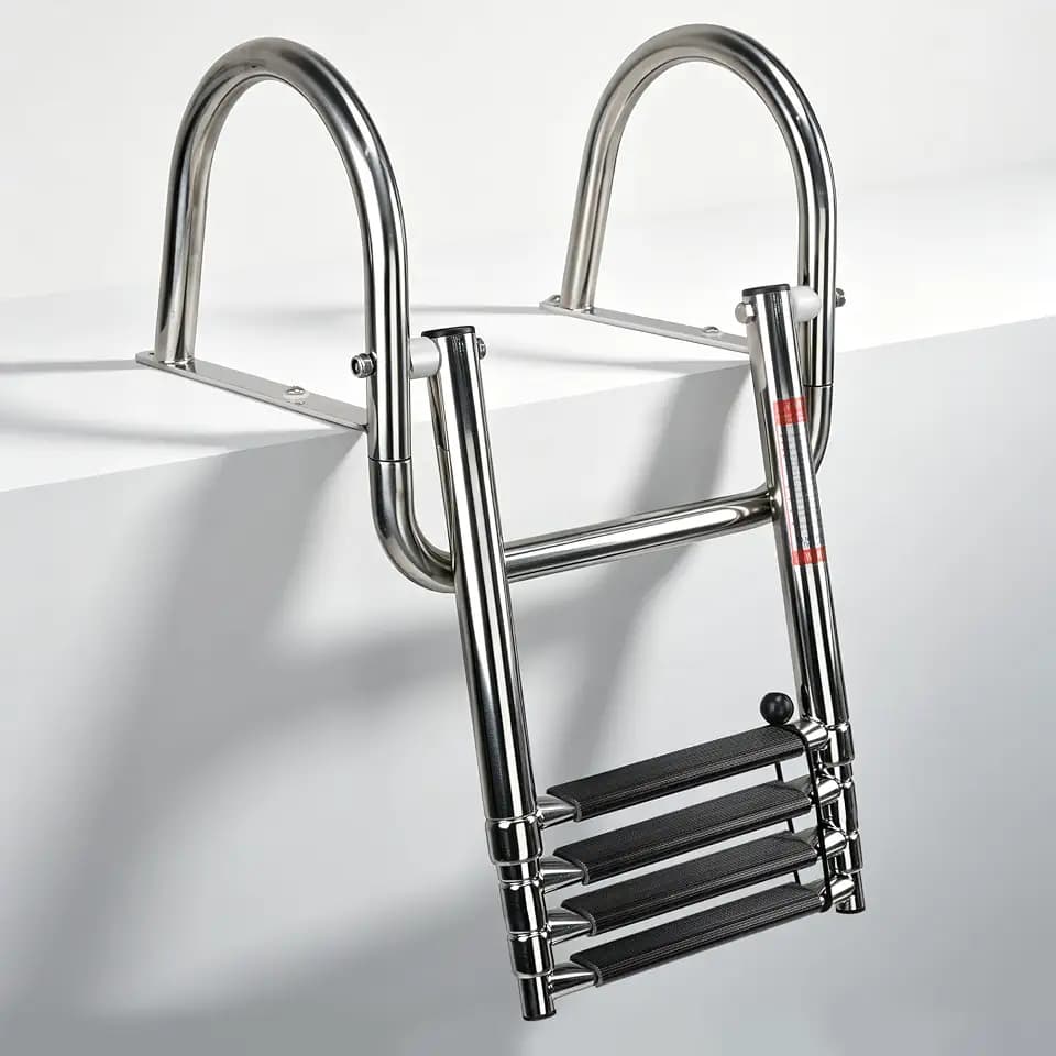 4 Step Pontoon Boat Ladder Stainless Steel Rear Entry Marine