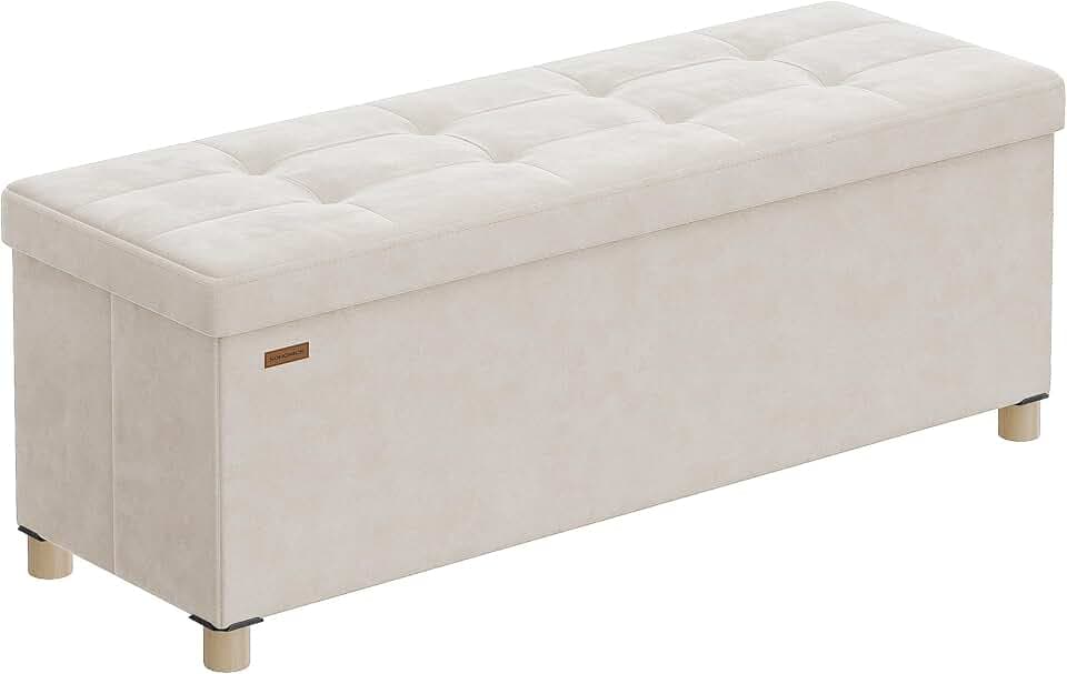 SONGMICS Storage Ottoman Bench with Legs, 43.3 Inches, 30 Gal. (112 L)