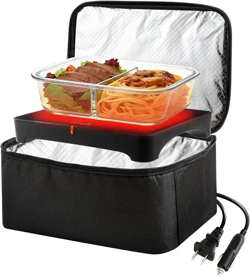 Portable Oven, 100W Electric Lunch Box Food Warmer, 12V/24V/110V