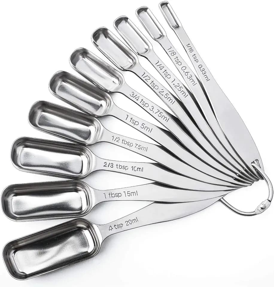 FANGSUN Stainless Steel Measuring Spoons Set of 10, Narrow Design
