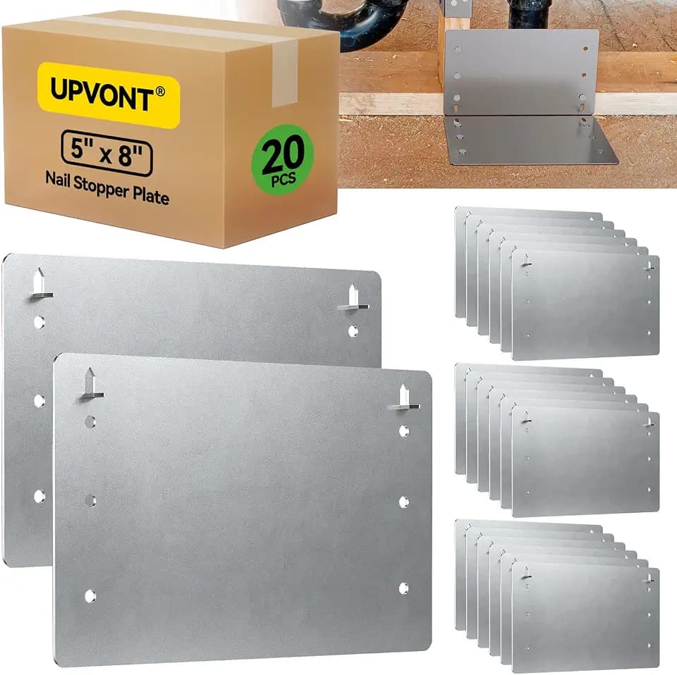 5" x 8" Nail Stopper Plate – 16 Gauge Self Nailing Stud Protector (20 PCS) – Galvanized 5 x 8 Nail Guard for Top and Bottom Plate & Drywall Protection – IBC & IRC Code Compliant (20)
