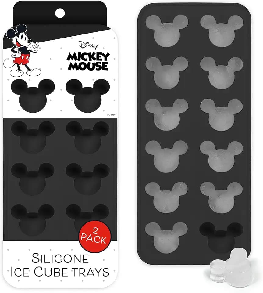 Disney Mickey Silicone Ice Cube Tray, 2-Pack 5"x12.5", BPA-Free