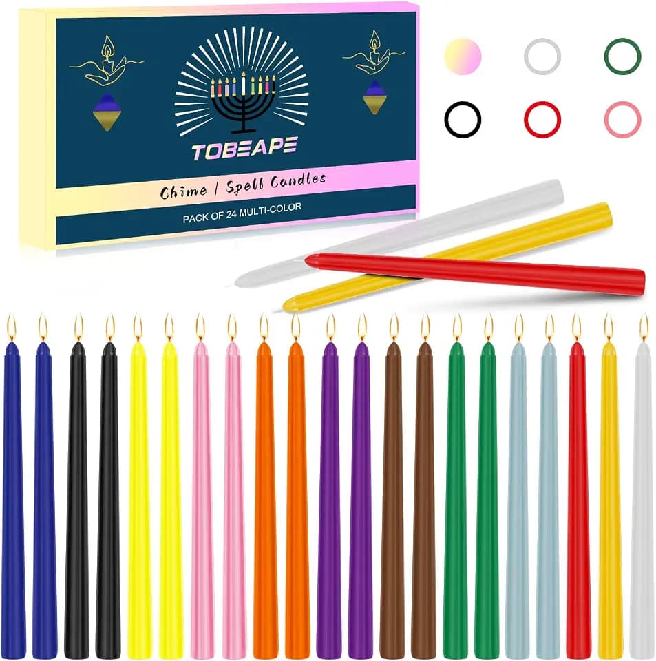 Tobeape 10 Inch Colored Taper Candle Sticks 24 Pack, Unscented & Dripless