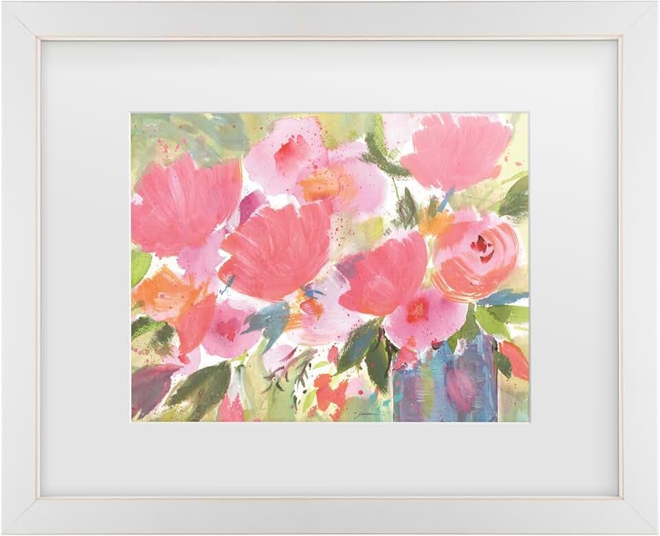 Trademark Fine Art Framed Wall Art - Sheila Golden ' Pink Celebration Bouquet' Wall Decor with Matted Frame