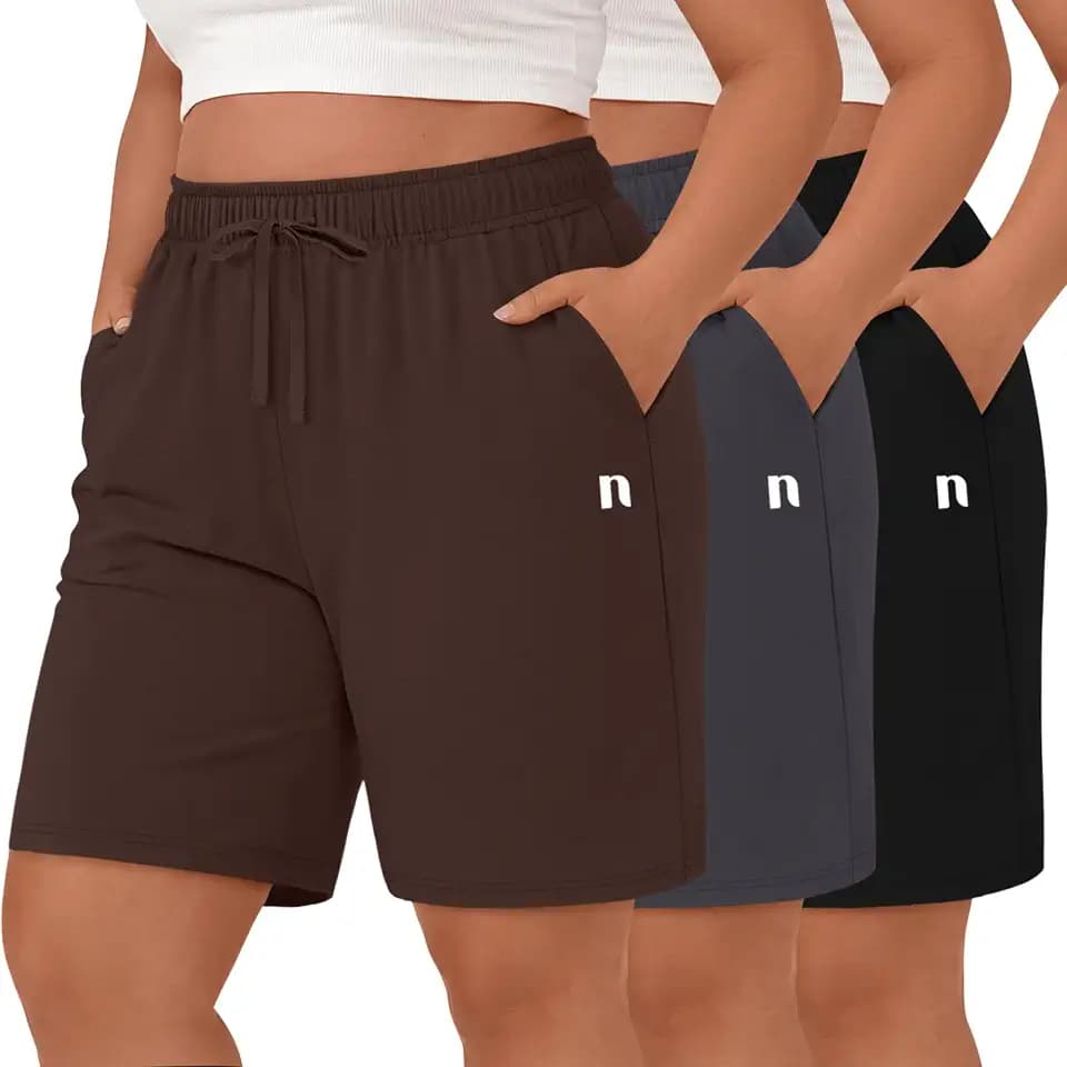 Neer 3 Pack Women's Plus Size Bermuda Shorts with Pockets