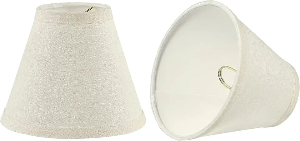 Aspen Creative 32127-2 Small Hardback Empire Shape Chandelier Clip-On Lamp Shade Set (2 Pack), Transitional Design in Off White, 6" bottom width (3" x 6" x 5")