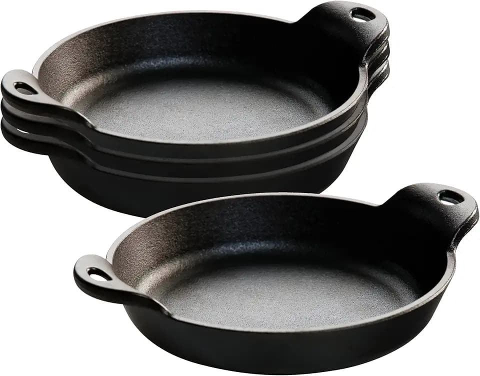 Lodge Heat-Treated Round Cast Iron Mini Server, 9 oz, Pack of 4