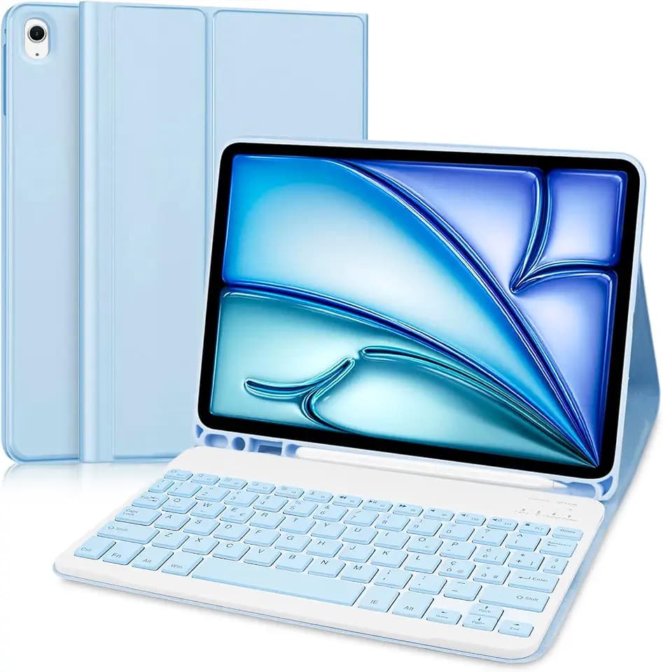 Tastatur iPad Air 11 Zoll 2024 (M2) (Modelle: A2902 / A2903), Schutzhülle mit Italienischer QWERTY-Tastatur kompatibel mit iPad Air 5a 2022 (A2588/ A2589/ A2591)/ 4. Generation 2020 10,9 Zoll
