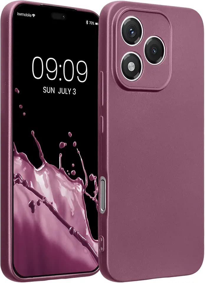 kwmobile Handyhülle für Honor 400 Lite Hülle - weiche Silikon Case metallisch schimmernd - Schutzhülle Cover - Metallic Lavendel