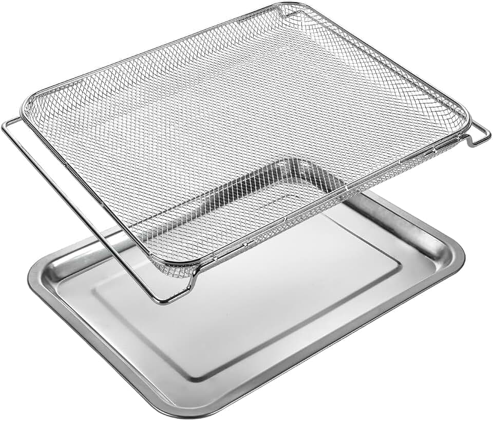 Oven Air Fryer Basket 14.4 x 11.4 inch Stainless Steel Mesh Dehydrator Trays Deep Fryer Parts Basket and Crisper Tray