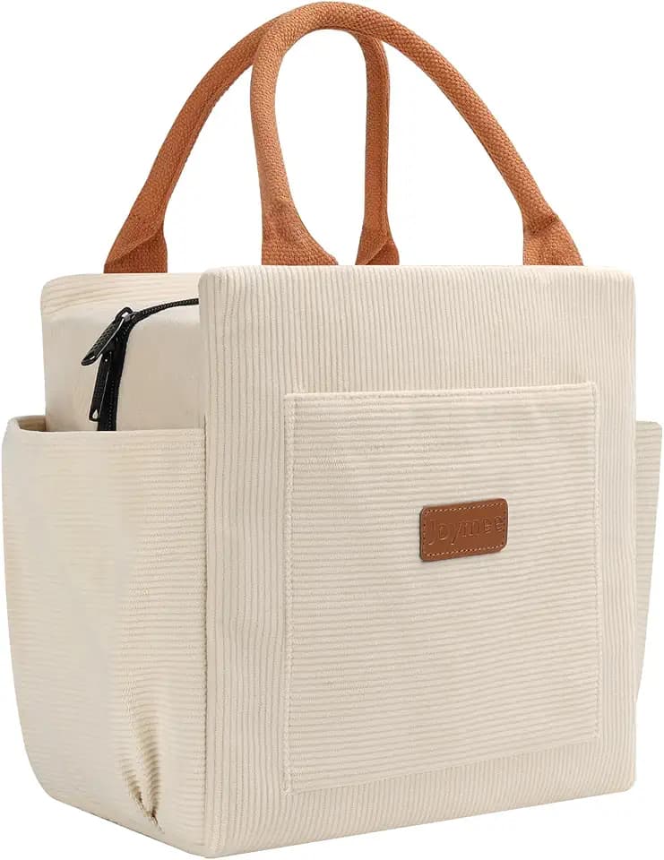 Joymee Lunch Bag Women Insulated Lunch Box- Corduroy Beige