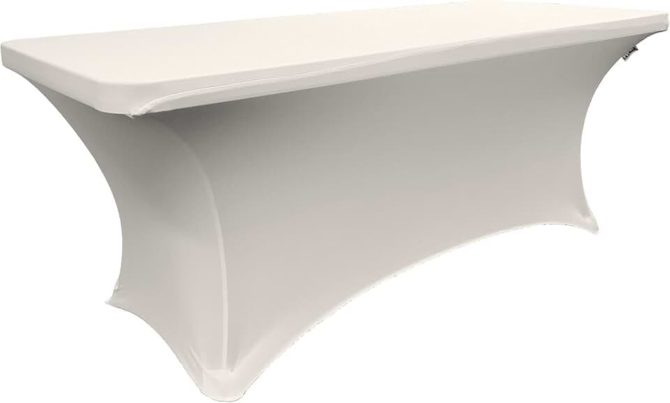 LA Linen Spandex Table Cloth for a 6-Feet Rectangular Table, 72 by 30 by 30-Inch, White