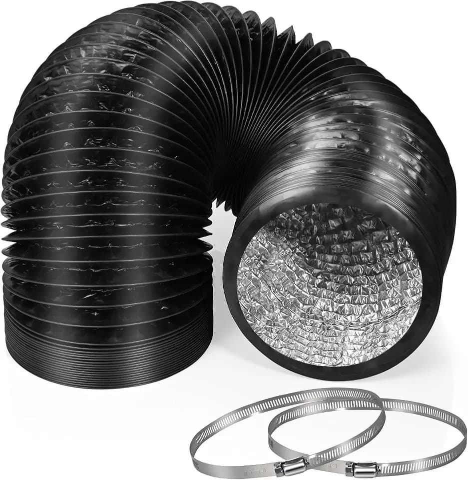 6-Inch 6.55 Feet Long(200cm)Dryer Vent Hose, Thickened aluminium foil flexible aluminium ducting 2 hose clamps for HVAC, grow tents, kitchen fresh air and exhaust air, bathroom exhaust.