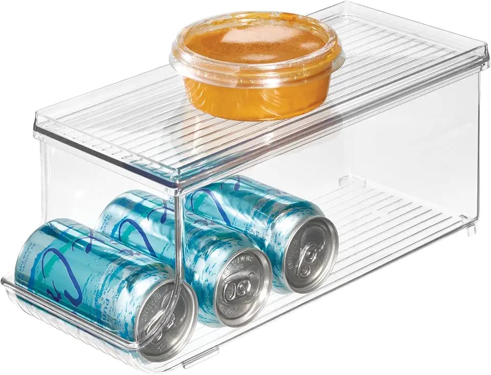 iDesign Soda Can Organizer with Lid, Clear