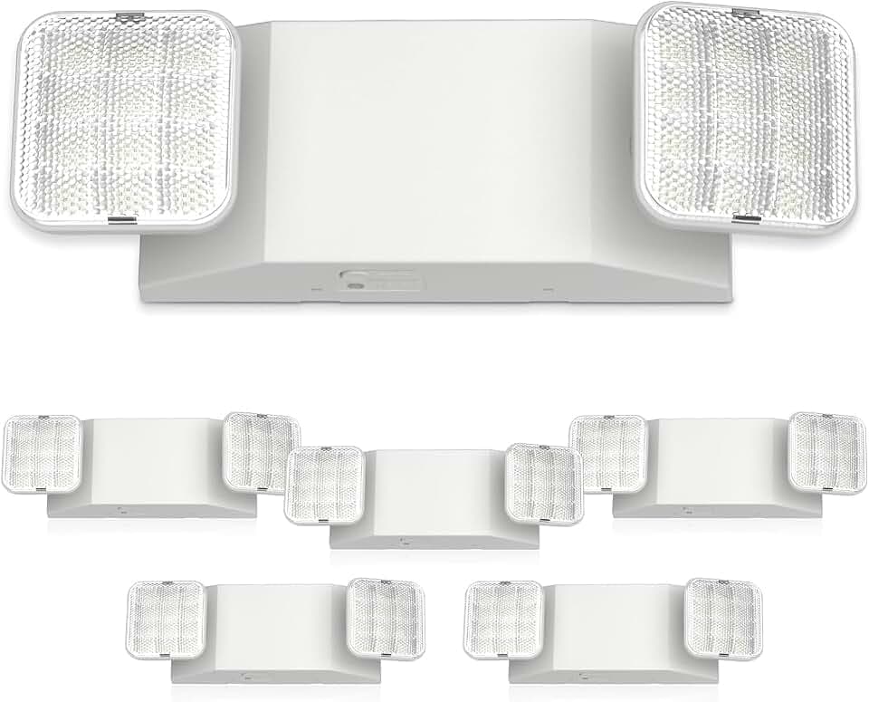 FREELICHT 6 Pack Emergency Lights for Business, Square Heads, 90min Battery