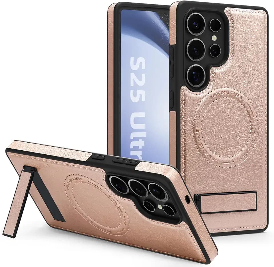 Lunivop for Samsung Galaxy s25 Ultra Case PU Leather 6.9" Pink