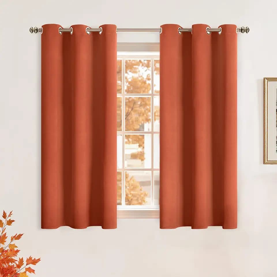 YoungsTex Terracotta Blackout Curtains 54 Inch Length- Short Thermal Insulated Drapes with Grommet Room Darkening Privacy for Bedroom Living Room Windows, 2 Panels, 42 x 54 Inch