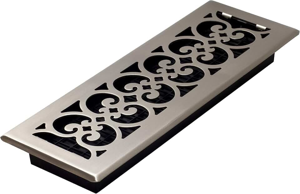 Decor Grates SPH414-NKL Floor Register, 4x14, Brushed Nickel Finish