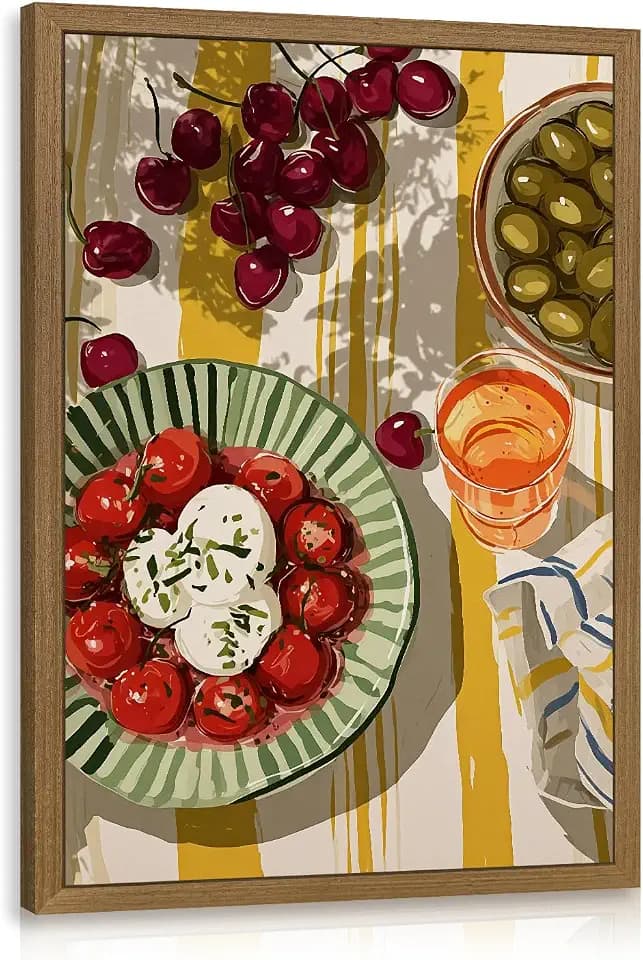 CGXY Italian Kitchen Food Wall Art, Still Life Decor, Wood Framed 12x16 in