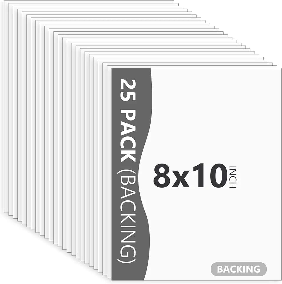 25 Pack Backing Boards, 8x10 Uncut White Mats Matboards