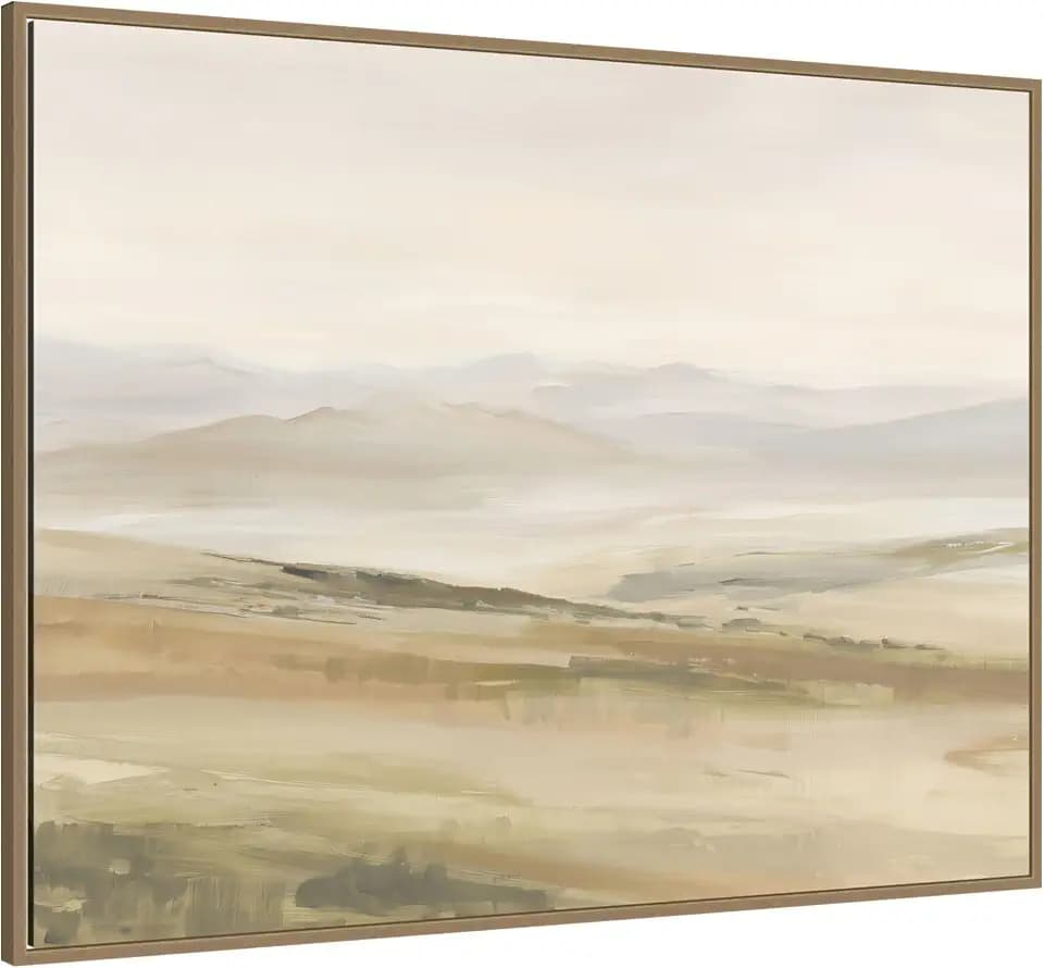 Kate and Laurel Framed Canvas Wall Art Print Fading Fields III by Amy Lighthall, 42 x 32 Sylvie Dark Gold Frame, Modern Contemporary, Landscape Art for Wall Decor