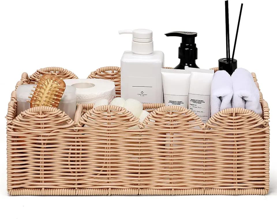 Storage Basket Wicker Baskets for Home, Living Room, Bedroom, Toilet Basket for Over Toilet Storage Shelf, End Table, Shelves and More(Natural)