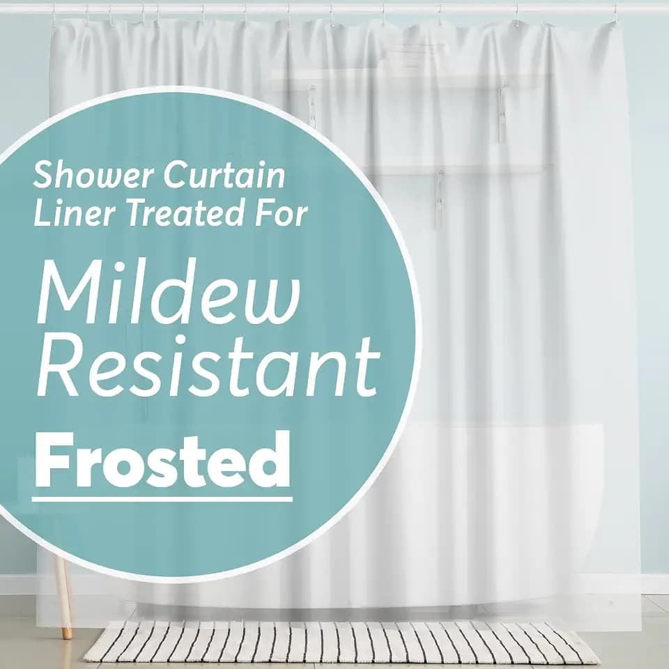 BigFoot Shower Curtain – 72 x 84 PEVA Premium Shower Curtain with Rustproof Metal Grommet and 3 Magnetic Weights – Odor Free and Compatible with Standard Showers, Frosted