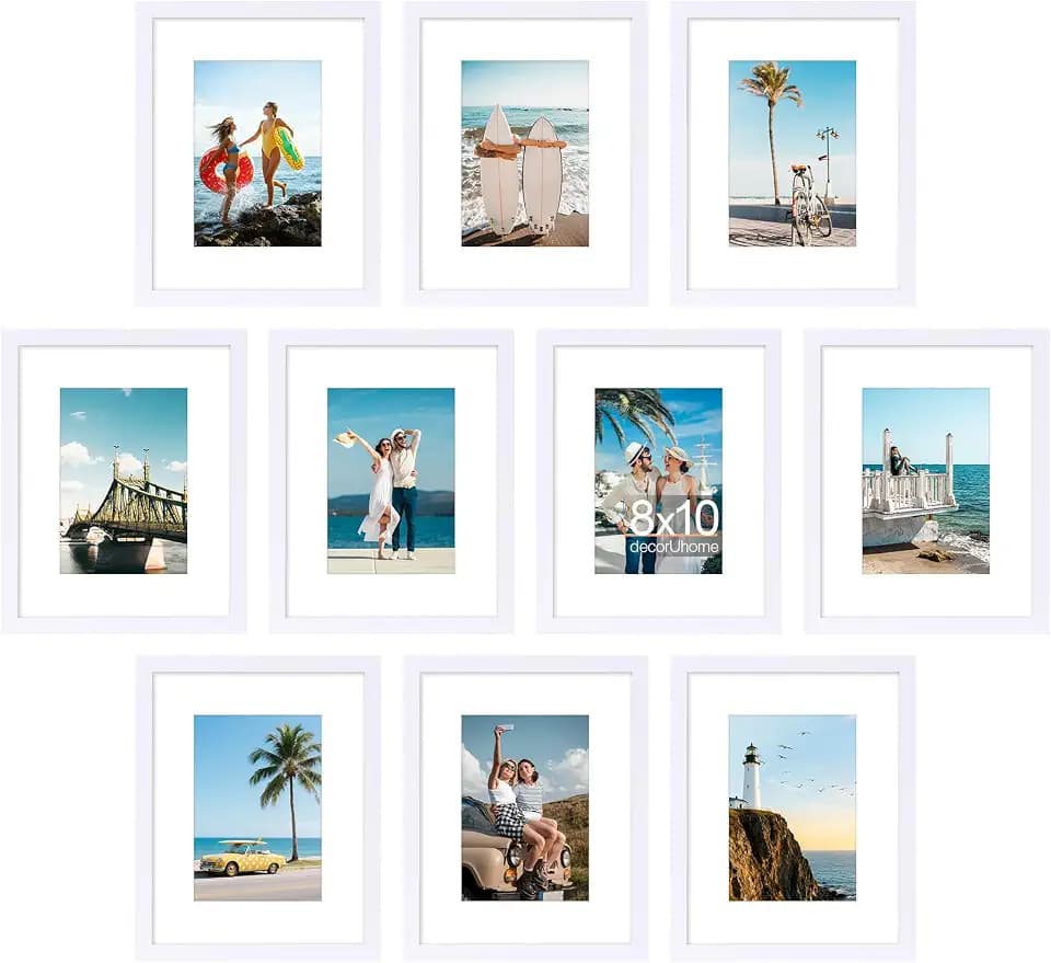 decorUhome 10 Pack 8x10 Picture Frame Collage Wall Decor with 5x7 Mat