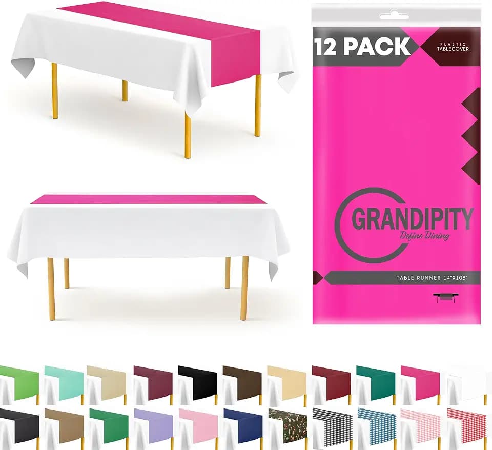 Grandipity Disposable Table Runner for Parties 12 Pack (14 x 108 Inch)