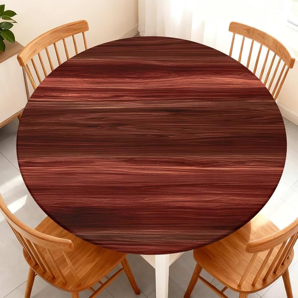 Round Fitted Tablecloth with Elastic Edge Fits 32"-36" Round Tables