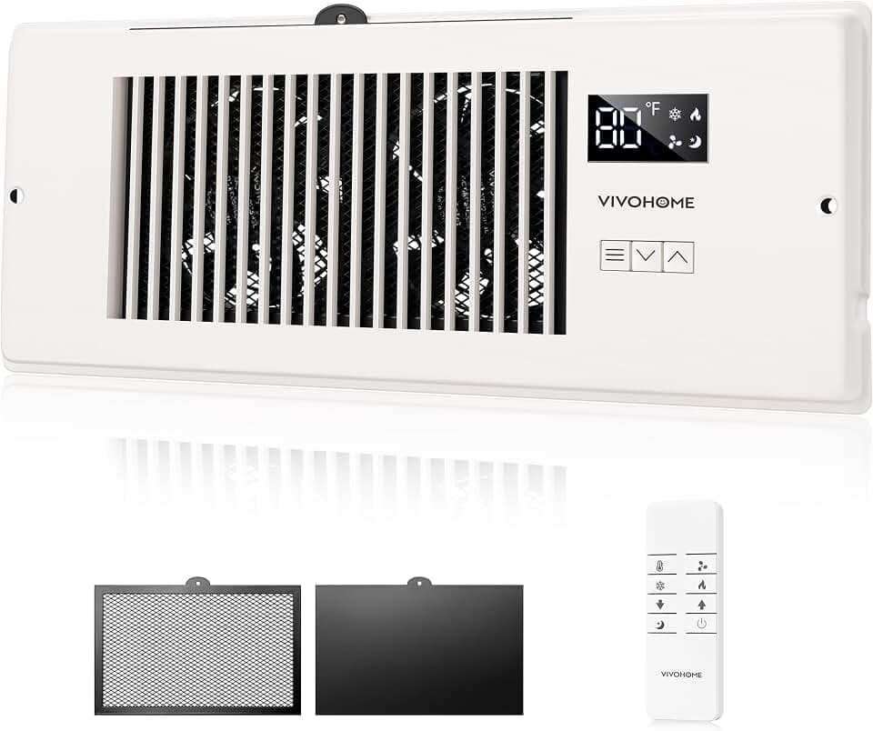 VIVOHOME Quiet Register Booster Fan with Opening 4" x 12", Smart Thermostat