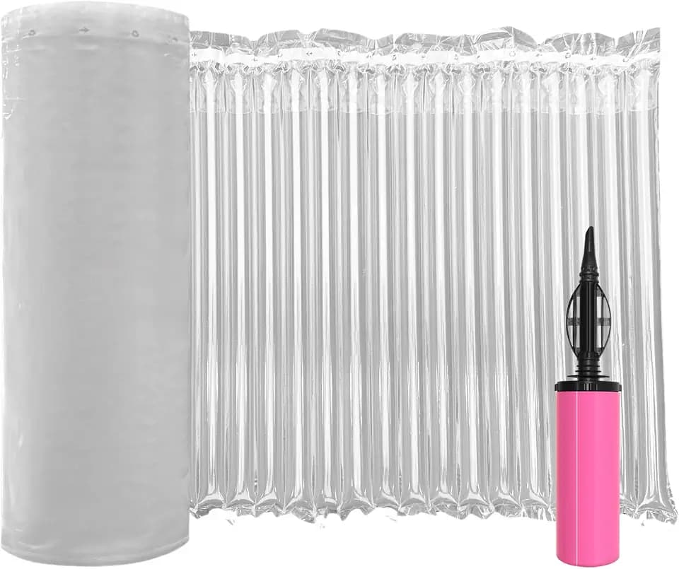 Large Bubble Cushioning Wrap for Packing 12"x164',Inflatable Air Pillows for Shipping & Moving Heavy Duty Bottle Travel Protector Bags Space Saving Box Filler Shipping Supplies with Pump, 55um