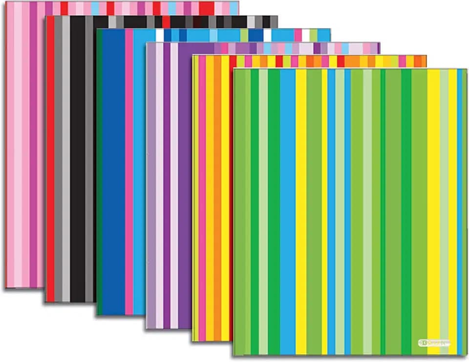 BAZIC Products Striped Poly 2-Pocket Folder, 6-Set