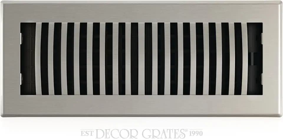 Decor Grates LAH412-NKL Louvered Floor Register, 4x12 Inches, Brushed Nickel