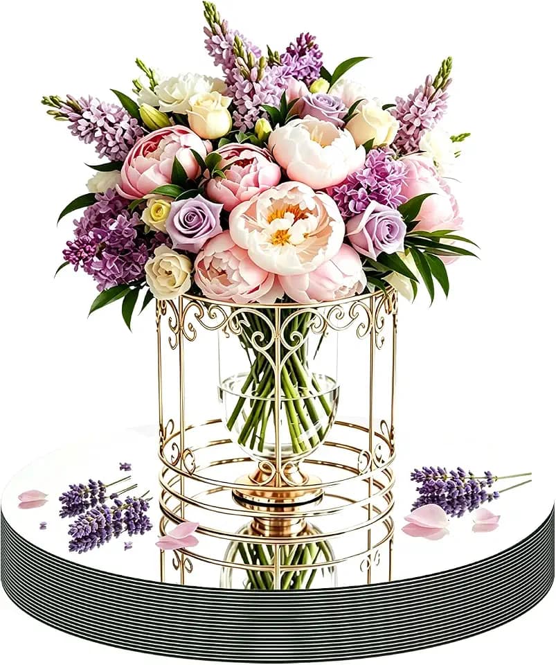 17 Pack Round Mirrors for Table Centerpieces Circle Mirror Plates Non Glass 10“ Round Mirror Sheet Crystal Candle Trays for Home Wall Decor Wedding Christmas Table Centerpiece (10inch)