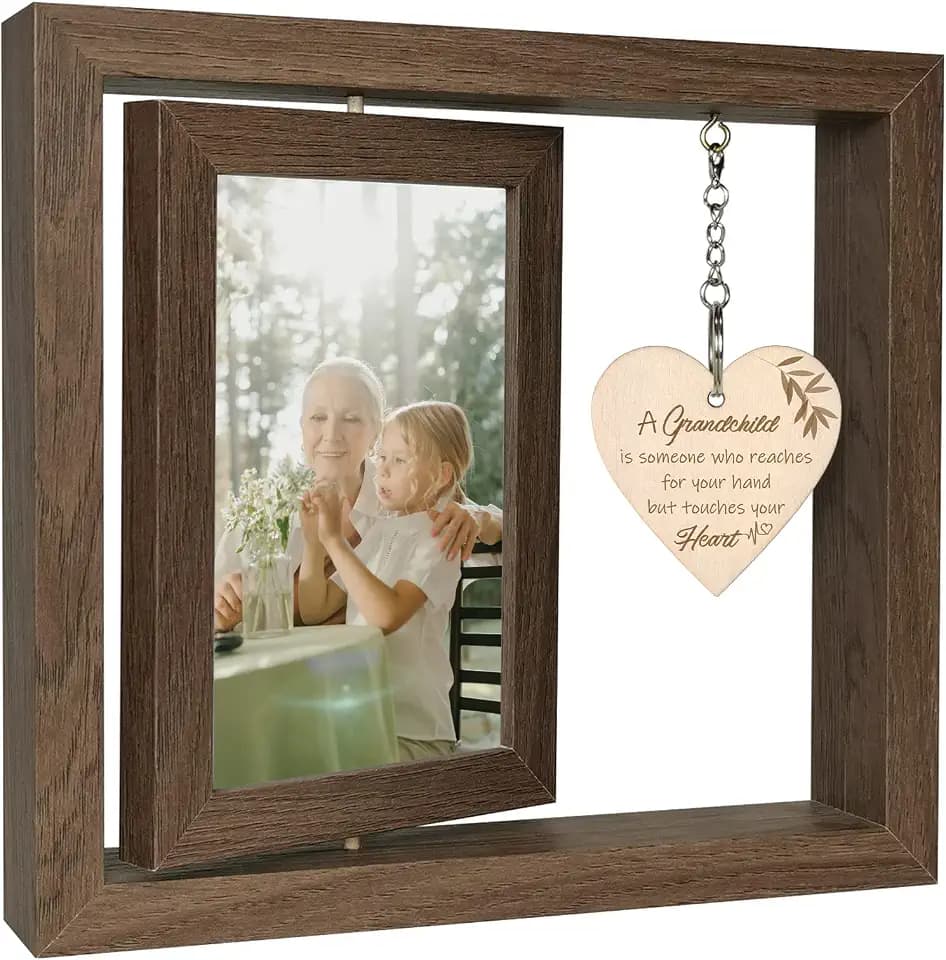 EYITUPC Rotating Grandparents Wood Frame New Grandma Gift First Time