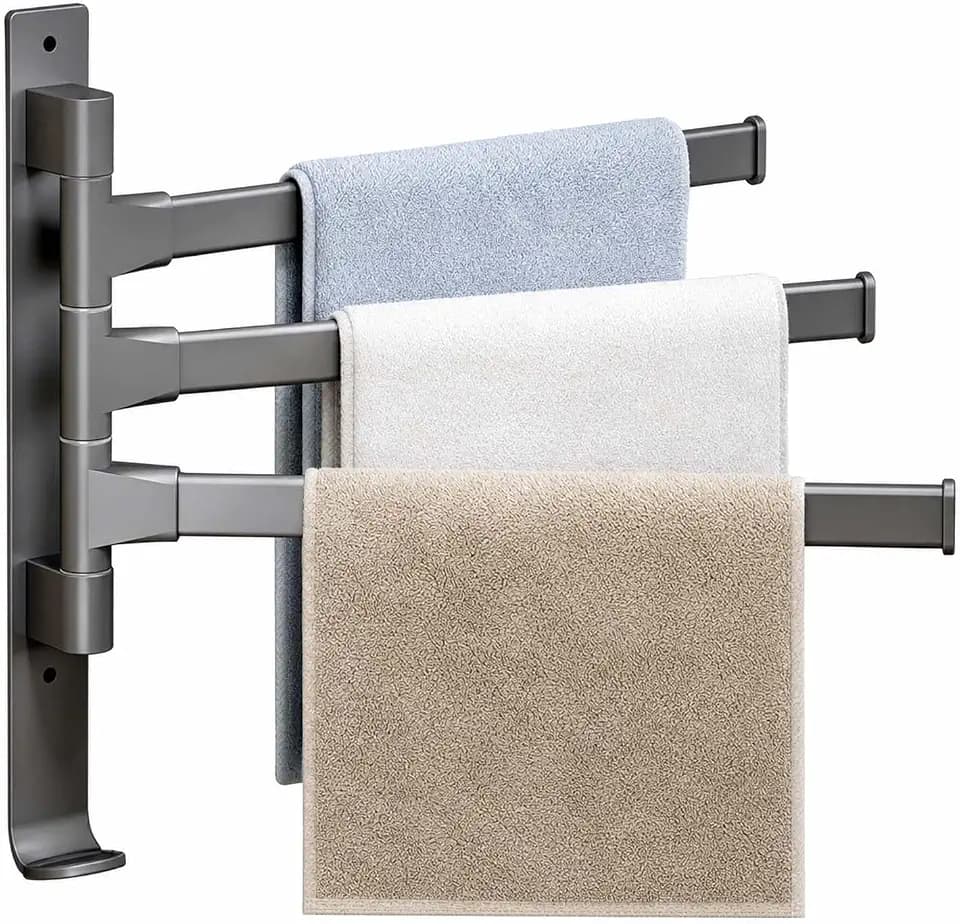 Wall Mounted Swivel Towel Rack No Drill for Bath Small Space Renters