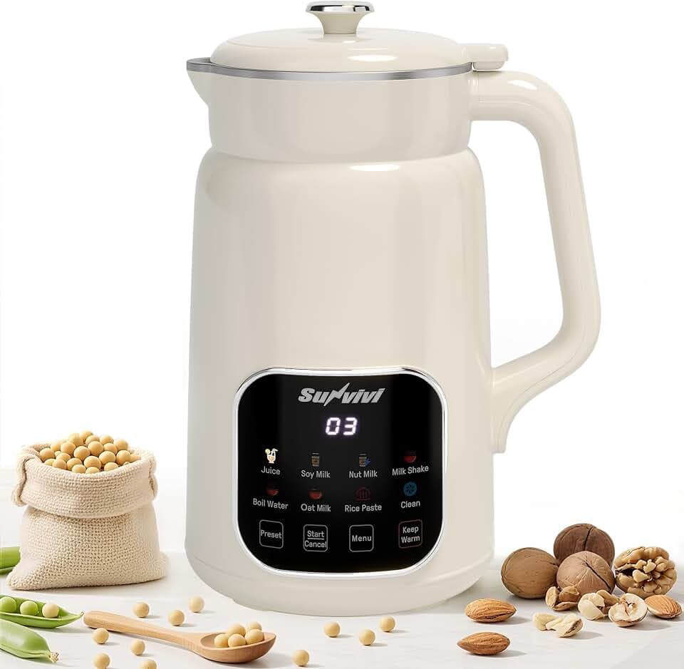 60oz Nut Milk Maker Machine, 8 in 1 Soy Milk Maker Blender with Delay Start/Keep Warm/Self Clean, Touch Screen Food Processor for Soy/Nut/Oat Milk, Juice, Milkshake, Rice Paste & Boil Water