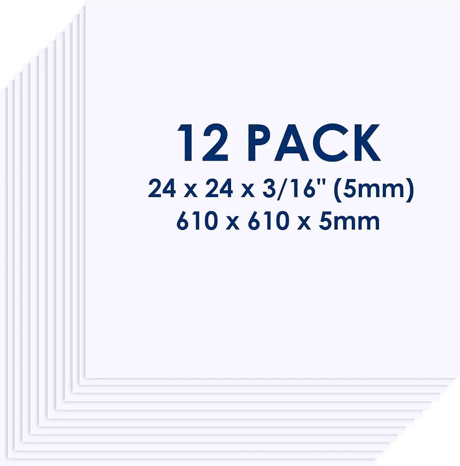 Foam Board 24 x 24 x 3/16"(5mm), Foam Core Board Sheets, White Poster Board
