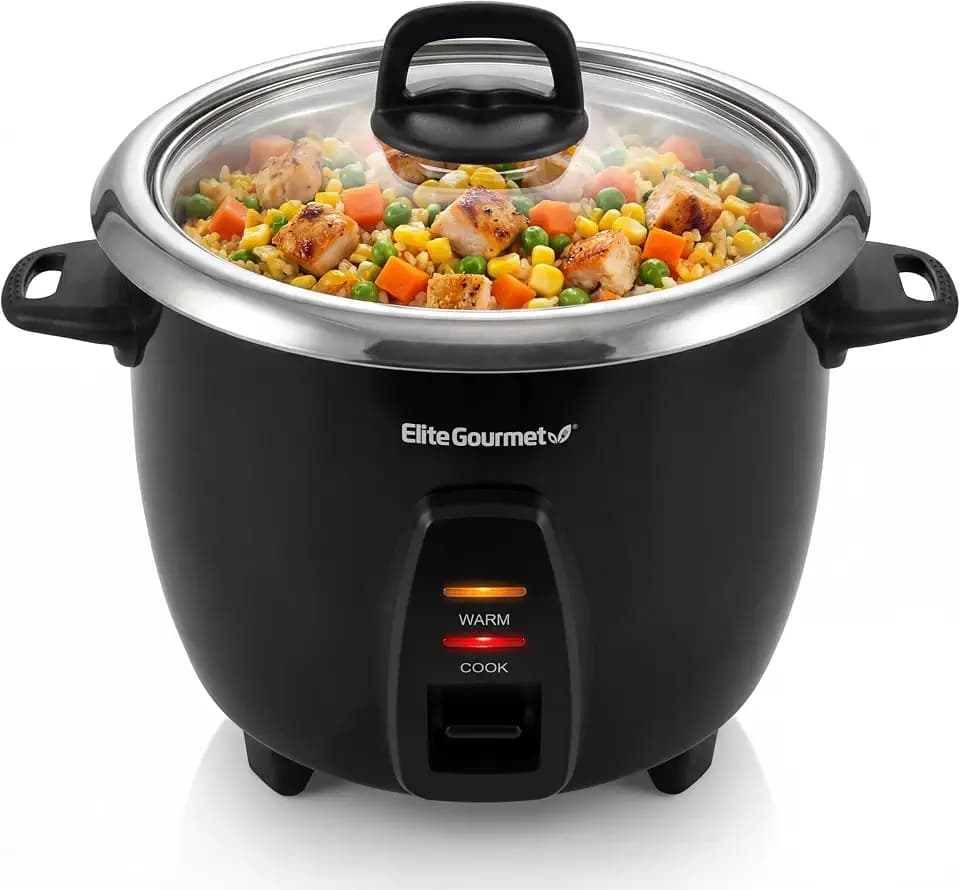 Elite Gourmet ERC2001BX 10-Cup Rice Cooker, Surgical Grade Stainless Steel